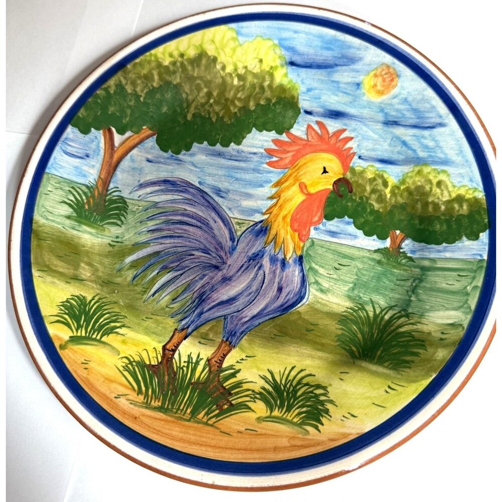 Hand-Painted Ceramic Rooster Decorative Plate Made In Portugal